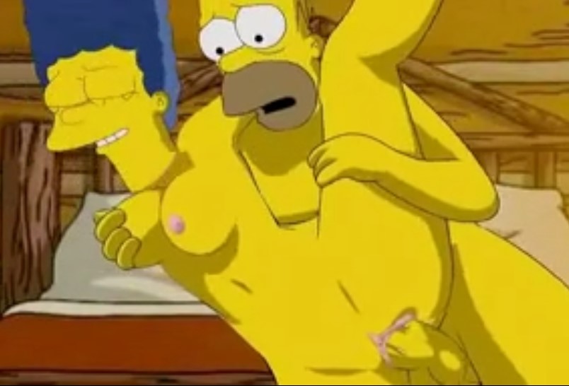 Homero Simpson rompiéndole el coño a su mujer - los simpsons-xxx-porno-hentai-video